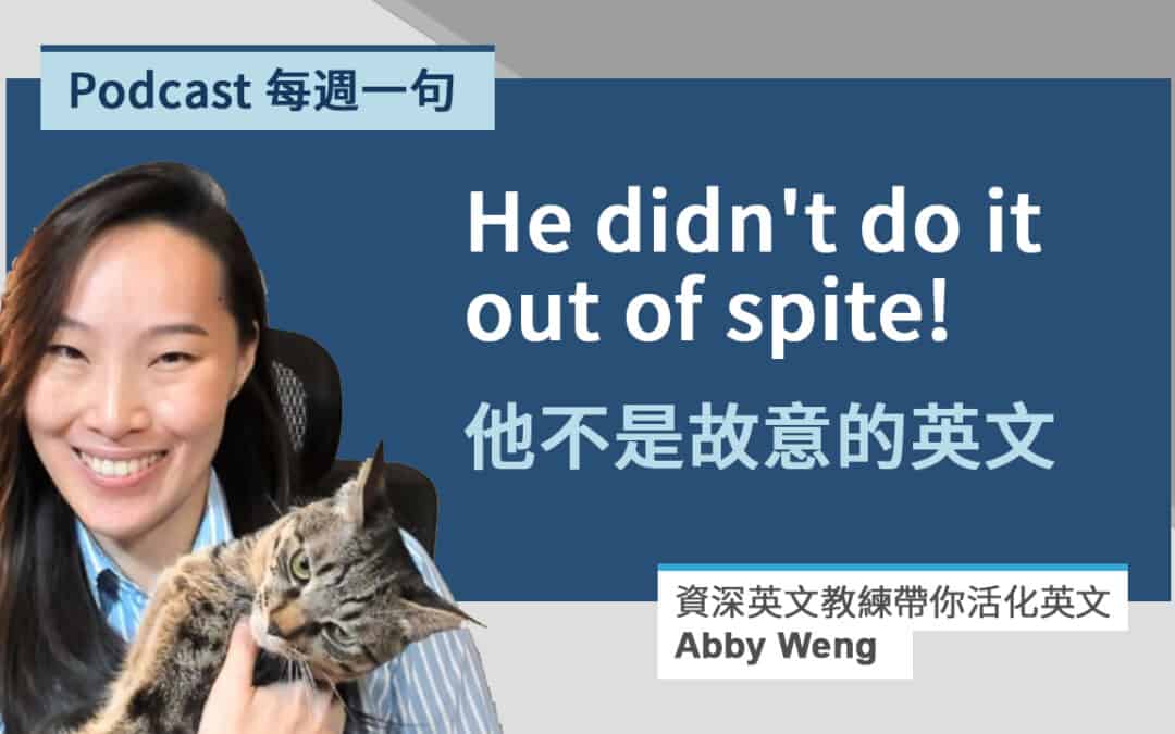 他不是故意的英文 He didn’t do it out of spite! 